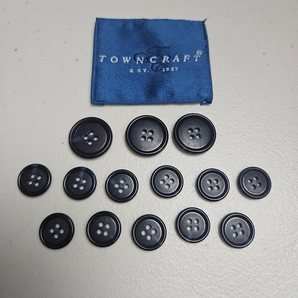Towncraft Navy Blue Suit Button Replacement Set‎ of 14 Garment Sewing Craft Lot